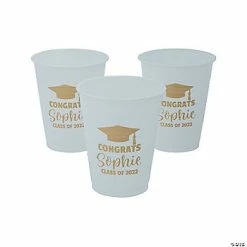 Best Pirce ✨ Personalized White Graduation Disposable Plastic Cups - 40 Ct. 👏