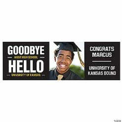 Best Pirce 😀 Goodbye Hello Graduation Photo Custom Banner - Large ✔️