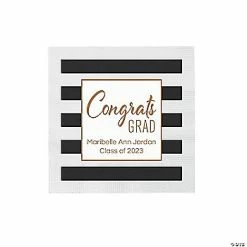 Brand new 😀 Personalized Congrats Grad Stripe Beverage Paper Napkins - 50 Pc. 🤩