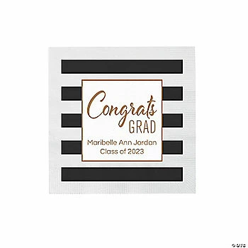 Brand new π Personalized Congrats Grad Stripe Beverage Paper Napkins - 50 Pc. π€© 1 Brand new π Personalized Congrats Grad Stripe Beverage Paper Napkins - 50 Pc. π€©