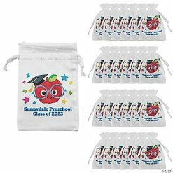 Top 10 😍 4" x 6" Personalized Small Elementary Graduation Satin Drawstring Treat Bags - 24 Pc. ⭐