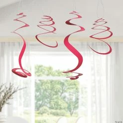 New 🧨 Solid Color Hanging Swirl Decorations - 12 Pc. ⌛ -Graduation Party Supplies Shop 20 candy pink hanging swirl decorations 12 pc 13964269 a02