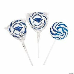 Budget 🌟 Personalized Blue Graduation Swirl Lollipops - 24 Pc. 🎁