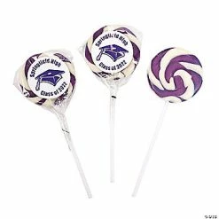 Top 10 ⭐ Personalized Purple Graduation Swirl Lollipops - 24 Pc. ✨