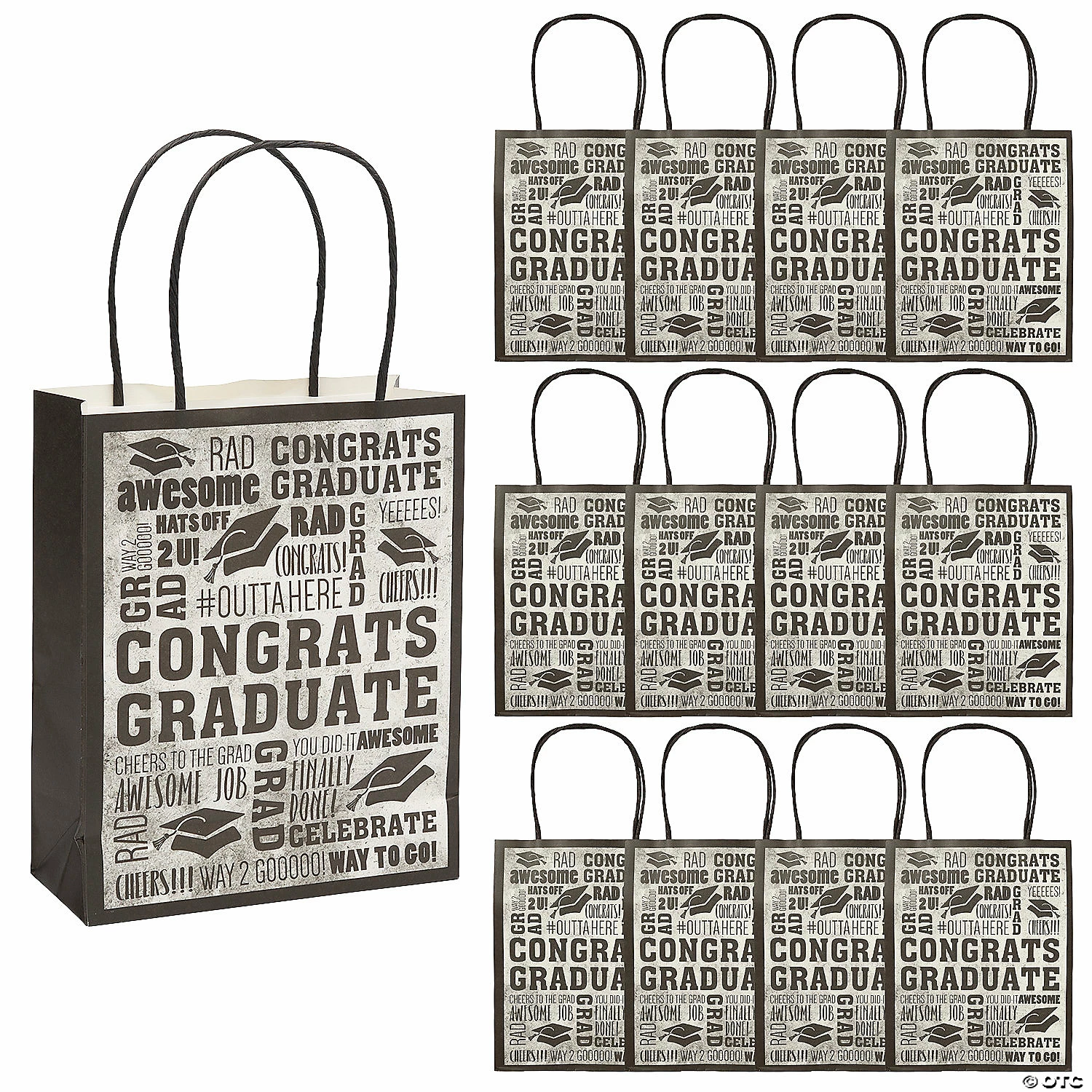 Wholesale π 7 1/4" x 9" Medium Rad Grad Paper Gift Bags - 12 Pc. π 1 Wholesale π 7 1/4" x 9" Medium Rad Grad Paper Gift Bags - 12 Pc. π