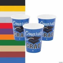 Cheap 🧨 Congrats Grad Mortarboard Solid Color Paper Cups - 25 Ct. 👏