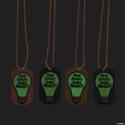 Best deal ⌛ Glow-in-the-Dark Your Future Looks Bright 🦮 Dog Tag Necklaces - 12 Pc. ⌛