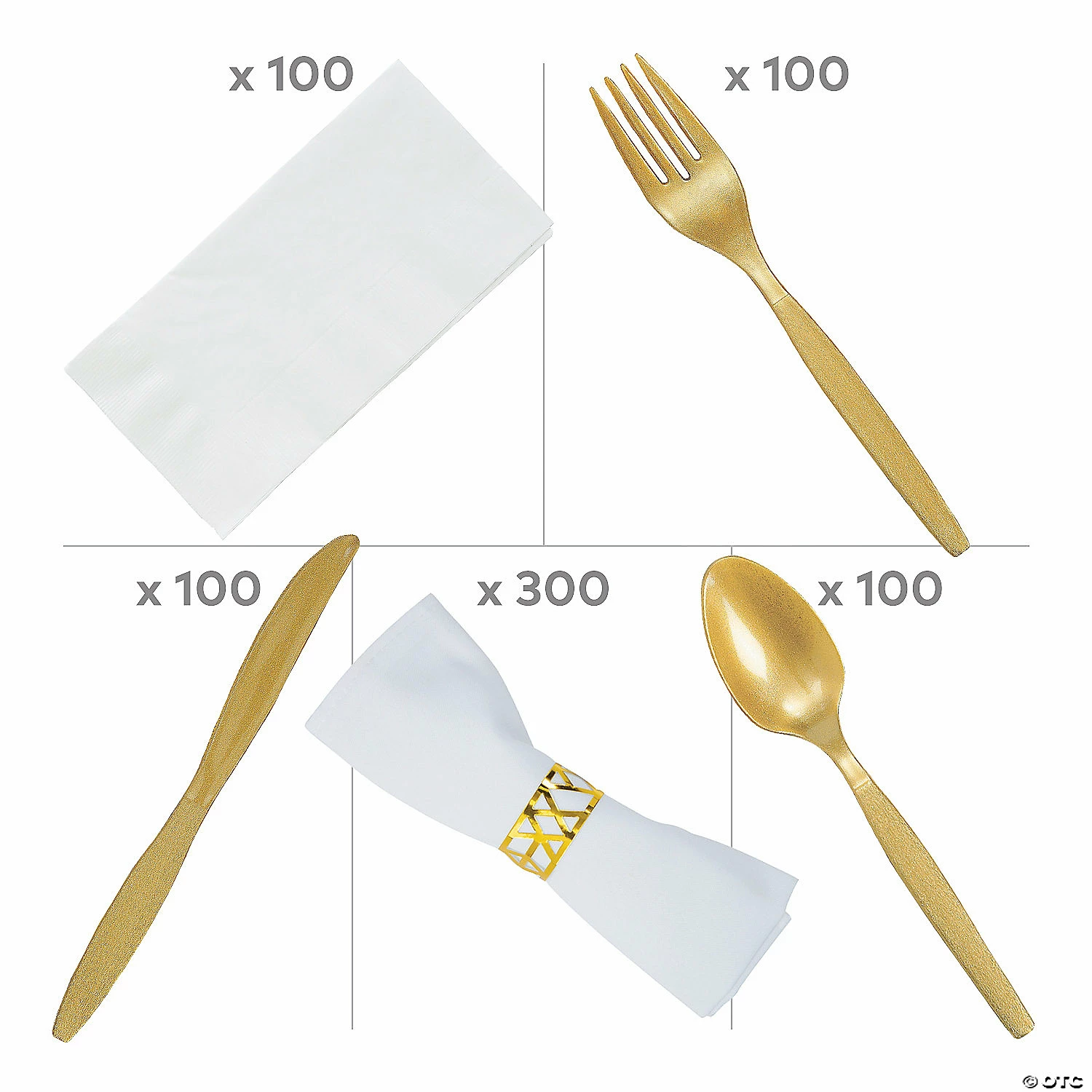 Flash Sale ⭐ Metallic Gold Rolled Cutlery Kit for 100 Guests ⭐ 2 Flash Sale ⭐ Metallic Gold Rolled Cutlery Kit for 100 Guests ⭐ - Image 2