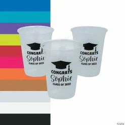 Best Pirce 🎉 Personalized Graduation Cap Solid Color Plastic Cups - 40 Pc. 🌟