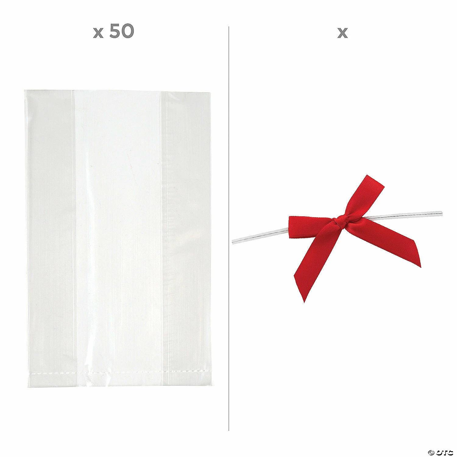 Budget π Small Clear Cellophane Bags with Red Bow Kit for 50 π 2 Budget π Small Clear Cellophane Bags with Red Bow Kit for 50 π - Image 2