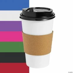Cheapest π₯° Solid Color Paper Coffee Cups with Lids & Sleeves - 12 Ct. π