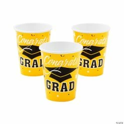 Cheap ✨ Congrats Grad Mortarboard Solid Color Paper Cups - 25 Ct. 🤩
